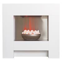 Adam Cubist Modern Electric Fireplace in Satin White