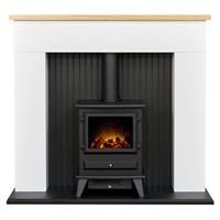 Adam Innsbruck Stove Suite in Pure White with Hudson Electric Stove 48 Inch