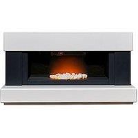 Adam Fires & Fireplaces Verona White/Grey Electric Fireplace Suite