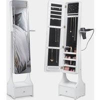 BTFY Freestanding Mirror with Storage Jewellery Makeup Cabinet with Lights