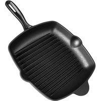 Cast Iron Griddle Pan - VonShef Non Stick Black Pre-Seasoned 26cm Square Pan
