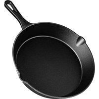 VonShef Cast Iron Skillet Pan - Black Pre-Seasoned - 25cm - 10 inch Frying Pan