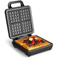 Quad Waffle Maker Belgian Large Square Waffle Non-Stick Plate Cool Handle 1200W