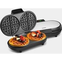 2 Slice Waffle Maker - VonShef 1200W Round Waffle Iron Machine, Non Stick