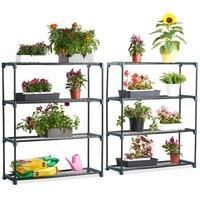 VonHaus 4 Tier Steel Garden Greenhouse Shed Staging Shelving Unit Double Pack