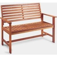 VonHaus Garden Bench - Teak Oil Treated Meranti Hardwood – Wooden 2 Seater