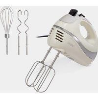 VonShef Hand Mixer Electric Whisk – Food Mixer for Baking with 5 Speeds, 300W, 2 Stainless Steel Beaters, 2 Dough Hooks & Balloon Whisk, Easy Clean, Turbo Boost, Eject Button, Compact – Cream