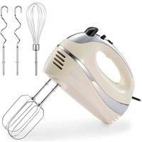 VonShef Hand Mixer Electric Whisk – Food Mixer for Baking with 5 Speeds, 300W, 2 Stainless Steel Beaters, 2 Dough Hooks & Balloon Whisk, Easy Clean, Turbo Boost, Eject Button, Compact – Cream