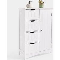 VonHaus 4 Drawer Bathroom Cabinet Storage Freestanding Unit Cupboard Furniture