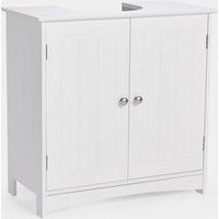 VonHaus Under Sink Bathroom Cabinet | White Under Basin Storage Unit with Shelf