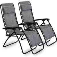 VonHaus Textoline Twin Pack Zero Gravity Chairs - Set of 2 Sun Loungers