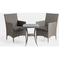VonHaus Rattan Bistro Set – Outdoor 2 Seat Bistro Set with table - for Garden and Patio - Grey