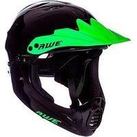 AWE® FREE 5 YEAR CRASH REPLACEMENT* BMX Full Face Helmet Black Green Medium 54-58cm