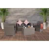 Royalcraft Faro 4 Seater Grey Taupe Modern Rattan-Effect Weather-Resistant Lounge Set - Includes Storage Box!