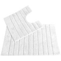 Ribbed Design Bath Mat Set Bath & Pedestal Toilet Mat 2pc 100% Super Soft Cotton