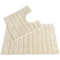 Ribbed Design Bath Mat Set Bath & Pedestal Toilet Mat 2pc 100% Super Soft Cotton