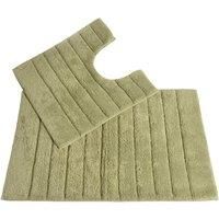 Allure Bath Fashions Linear Rib Two Piece Bath Mat and Pedestal Set 100% Cotton, Bathmat 50cm x 80cm, Pedestal Mat 50cm x 50cm - Fully Guaranteed