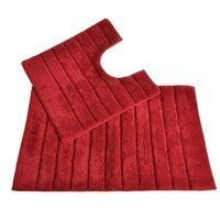 2 Piece Bath Mat Pedestal Set 100% Cotton Ribbed Bath Toilet Bathroom Mats
