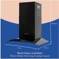 Russell Hobbs RHGCH901B 90cm Wide 5 Function LED Light Cooker Hood Black Glass & Black Stainless Steel