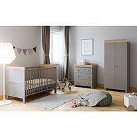 Little Acorns Classic Nursery Double Door Wardrobe with 2 Shelves and 2 Hanging Rails Children/'s Storage Organiser – Grey and Oak Two Tone