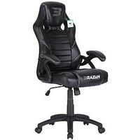 BraZen 18069 Puma Grey PC Gaming Chair & Office Max Weight of 120 kg-Made from Faux Leather & High Quality Steel Frame-360 Degree Swivel Capability-Office Chairs with Arms, 120