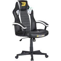 BraZen Salute PC Office Computer Racing Gaming Chair Ergonomic PU Leather Adjustable Seat with Armrest - White - from Largest British Owned Brand