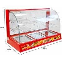 KUKoo 8369 Curved Glass 90Cm Food Warmer Cabinet - Red