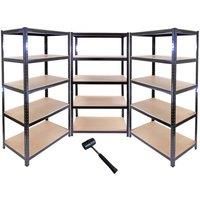 3 x 90cm Black Shed / Utility / Greenhouse Storage Racks Bays / Garage Shelving
