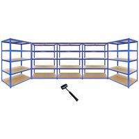 Monster Racking T-rax Strong Storage Shelves Blue 120Cm W 60Cm D Set Of 5, Blue