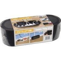 D-Line Cable Tidy Box Hide and Conceal Extension Blocks and Electrical Cables, Fully Safety Tested Cable Management Solution, Made from Robust Electrically-Safe ABS Material - Large, Black