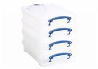 Really Useful 4 x 4L Plastic Storage Boxes - Clear