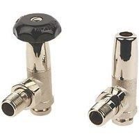 Winchester Black Angled Manual Radiator Valve & Lockshield 15mm x 1/2" (39238)