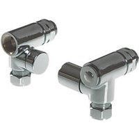 Dual Fuel Chrome Angled Manual Towel Radiator Valve 15mm x 1/2" 2 Pack (7889V)
