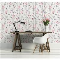 Muriva Eden Wallpaper 102550 - Feature Wall Floral Butterfly Bird Foliage Pink
