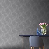 Orla Wave Glitter Wallpaper Slate Muriva 153107