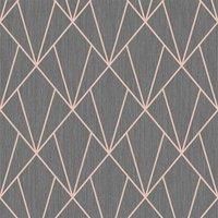Muriva Indra Geometric Line Triangle Glitter Textured Vinyl Metallic Wallpaper