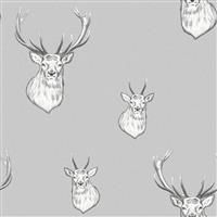 Catherine Lansfield Stag Wall Paper Silver