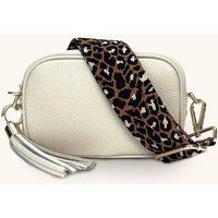 The Mini Tassel Stone Leather Phone Bag With Tan Cheetah Strap