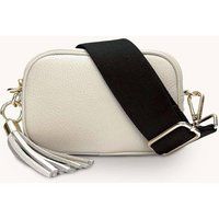 The Mini Tassel Stone Leather Phone Bag With Plain Khaki Strap