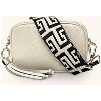 The Mini Tassel Stone Leather Phone Bag With Black & Stone Maze Strap