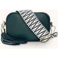 The Mini Tassel Dark Grey Leather Phone Bag With Midnight Zigzag Strap