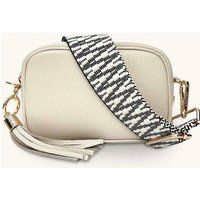 The Mini Tassel Stone Leather Phone Bag With Midnight Zigzag Strap