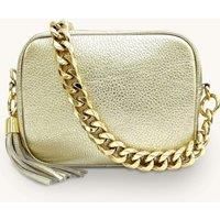 Leather Crossbody Bag With Gold Chain Shoulder Strap