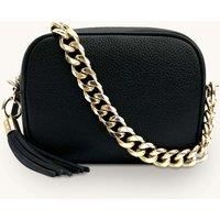 Leather Crossbody Bag With Gold Chain Shoulder Strap