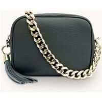 Leather Crossbody Bag With Gold Chain Shoulder Strap