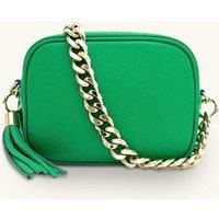Leather Crossbody Bag With Gold Chain Shoulder Strap