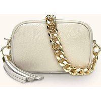 The Mini Tassel Stone Leather Phone Bag With Gold Chain Strap