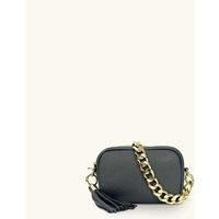 The Mini Tassel Leather Phone Bag With Gold Chain Shoulder Strap
