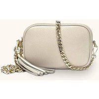 The Mini Tassel Leather Phone Bag With Gold Chain Crossbody Strap