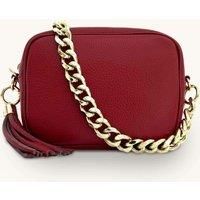 Leather Crossbody Bag With Gold Chain Shoulder Strap